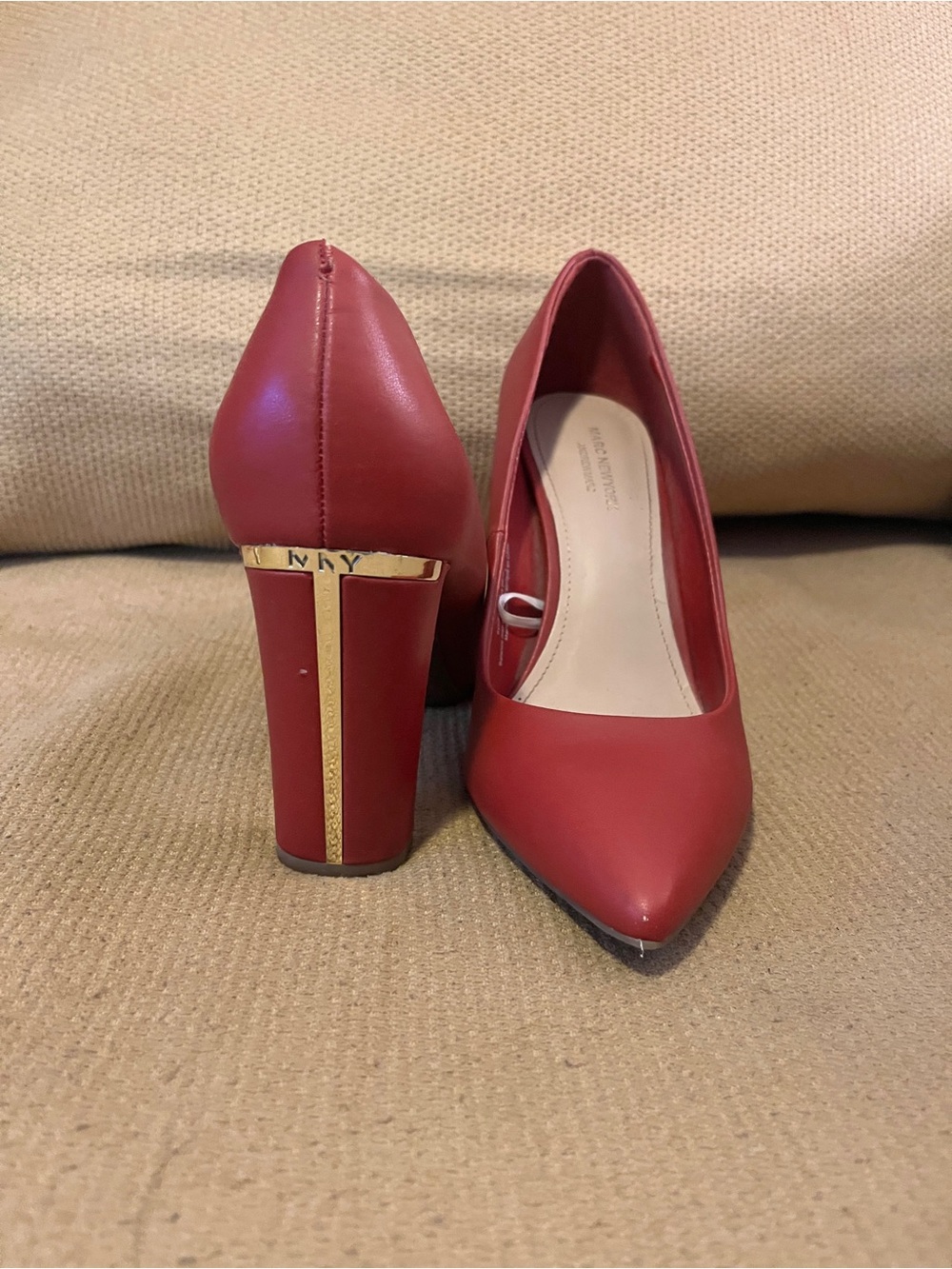 Marc New York Burgundy Pointed Block Heel Pumps